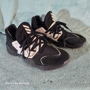 Adidas Harden Vol. 4 in the "Black White" or "Core Black/Cloud White"